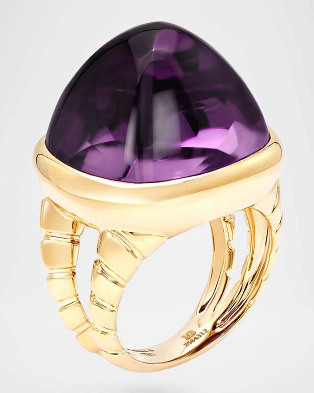 Tigella 18K Yellow Gold Amethyst Ring, Size